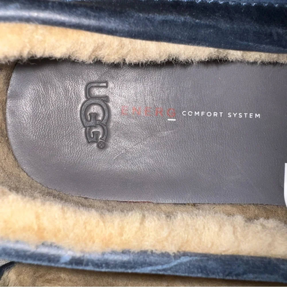 Ugg Slip-on Shoes Loafers Leather Shearling 14 Blue